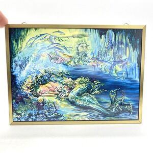 Glassmasters Mermaid King Neptune Stained Glass Art Suncatcher Gold Frame 5x7